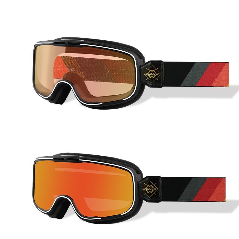 BOLLFO Intelligent Color Changing Motorcycle Goggles Harley Retro Helmet Myopia Riding Goggles Day And Night Universal