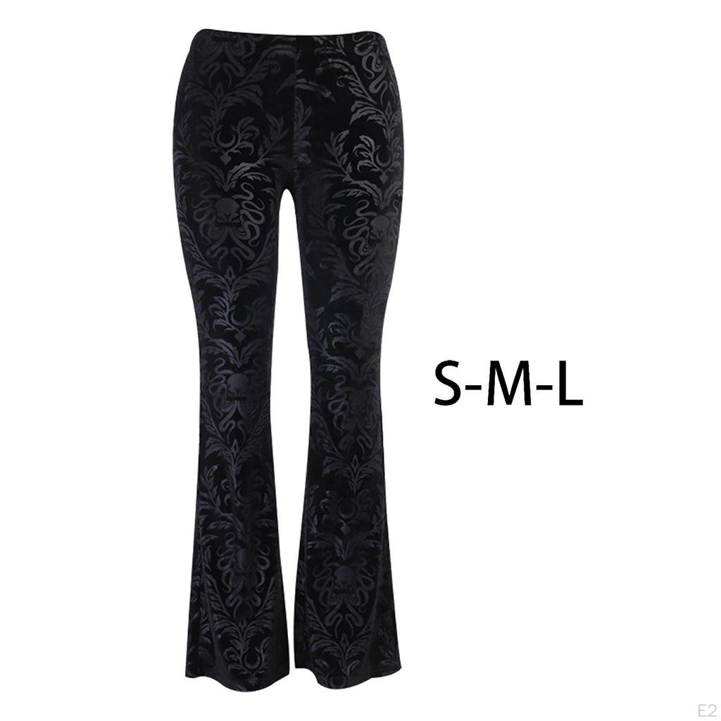 Casual Women's Dark Flared Pants Wide-Leg Trousers Streetwear Fit Leggings High-Waist Velvet