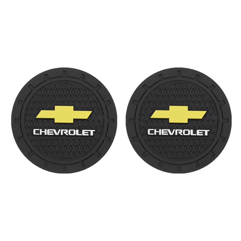 APT2 2Pcs Silicone Coaster Car Water Cup Pad Anti-slip Mat Auto Interior For Chevrolet Camaro Colorado Cobalt Silverado Beat Groove