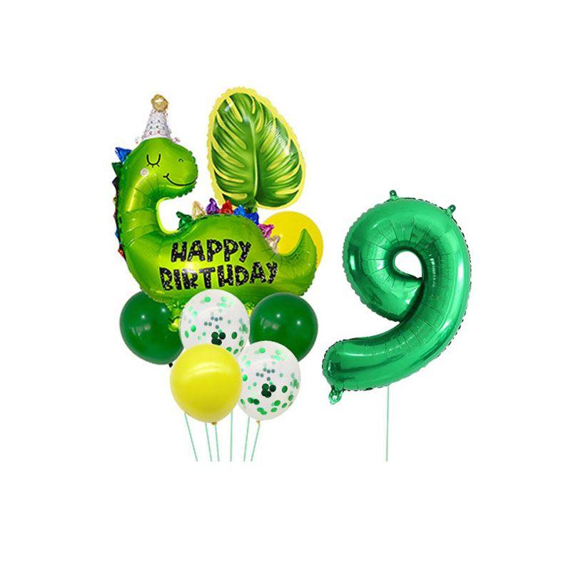 Cartoon Dinosaur Digital Balloons Set - Children's Birthday Party Balloon Set with Dinosaur-themed Aluminum Film Balloons Set