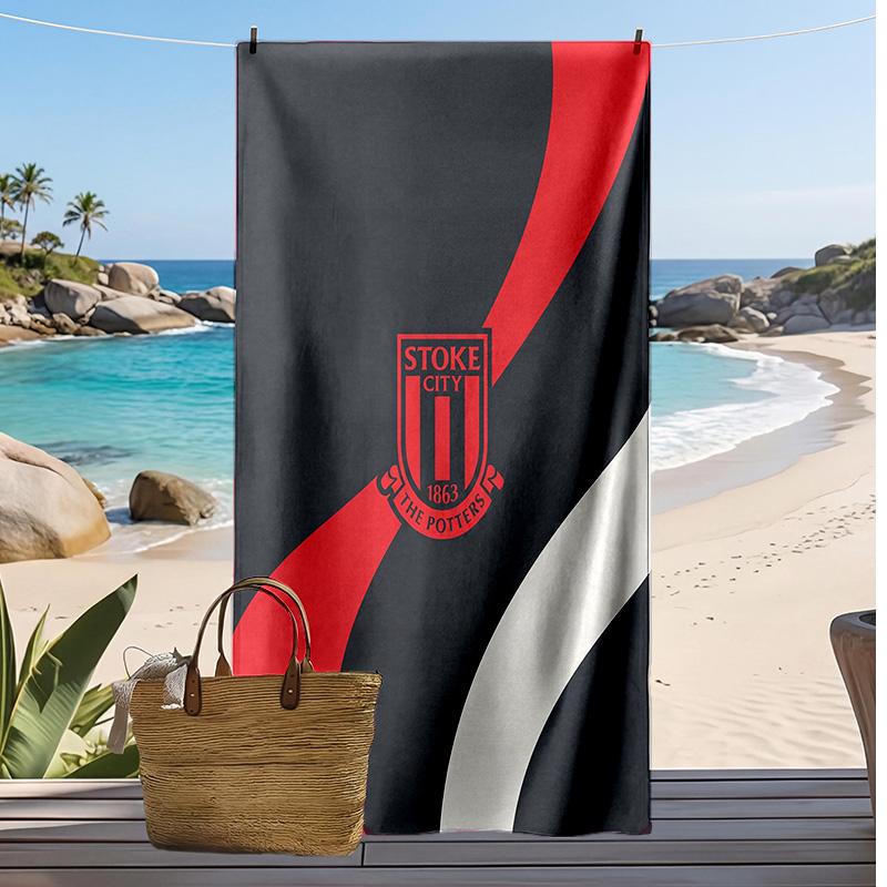Stoke City Fußball Print Strandtuch, Großes Weiches Schnelltrocknendes Handtuch für Strand Camping Schwimmen