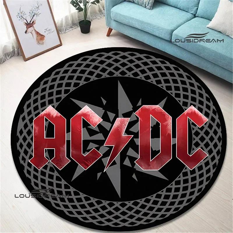 3D Rock Band AC/DC Retro Printed Round Carpet Bedroom Beautiful Carpet Non -slip Door Pad Floor Mats Area Rug Birthday Gift
