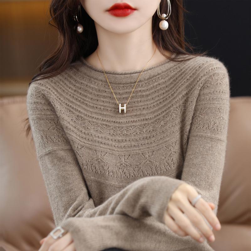 2023 Autumn Women's Pure Wool Round Neck Knit Sweater Cardigan - Stylish & Versatile