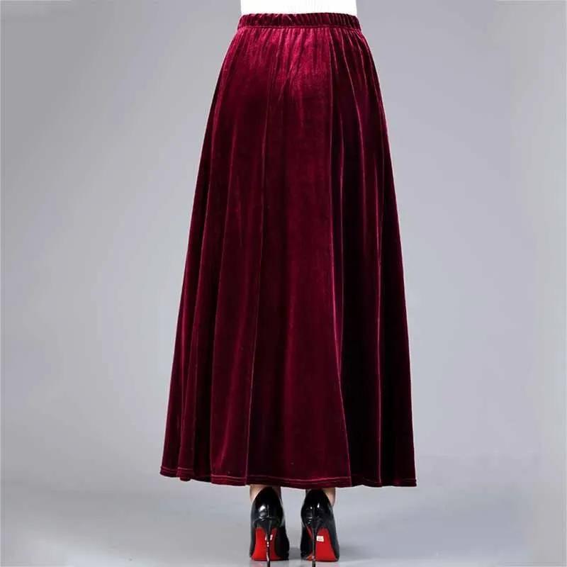 Skirt for Women Casual Versatile Elastic High Waist Long Loose Plus Size Thickened Stretchy Solid Colour Skirt
