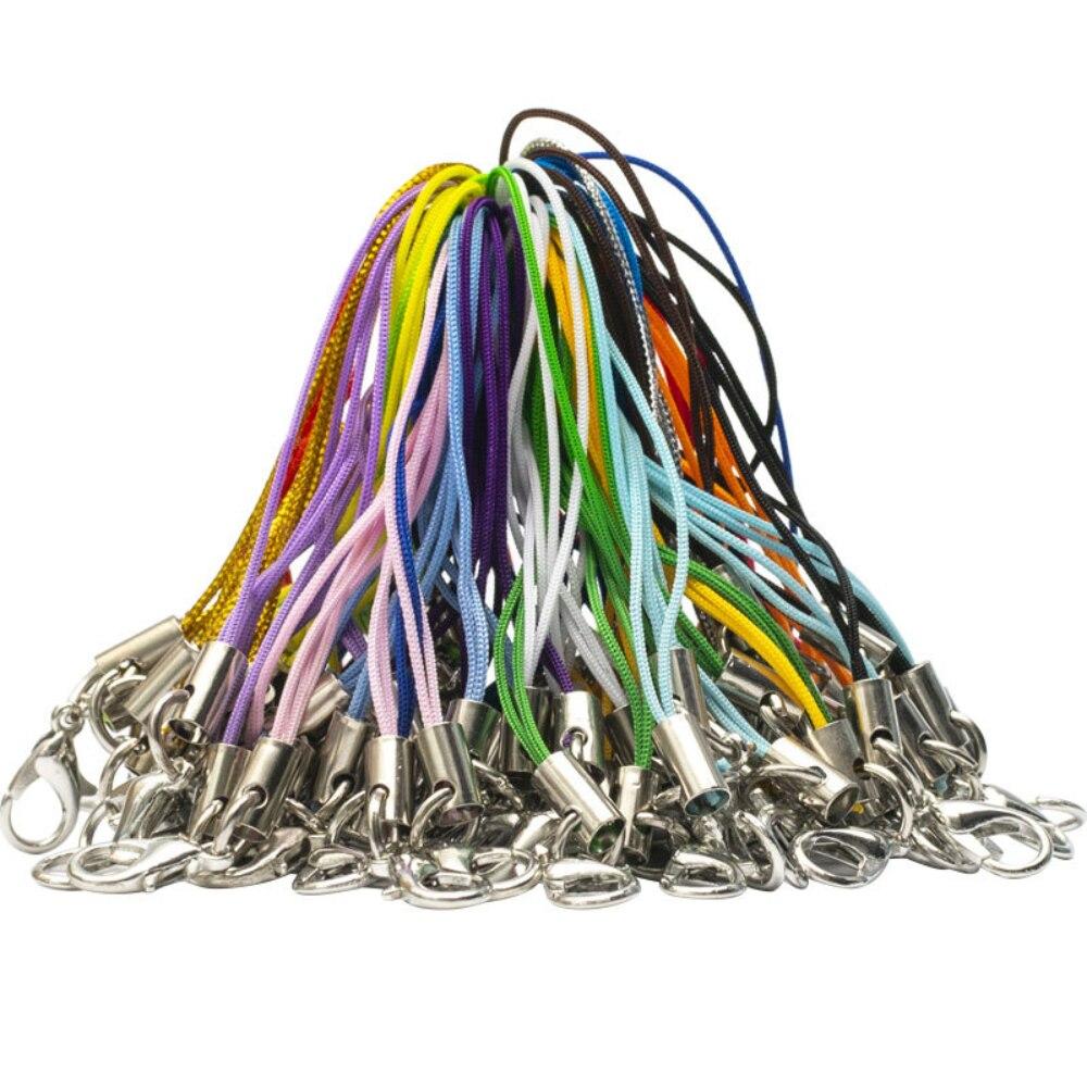 

100 шт. Полиэстеровый шнурок Одинарное кольцо Застежка-лобстер Веревочные брелоки Крючки Аксессуары для ремешка для мобильного телефона Кольцо для ключей