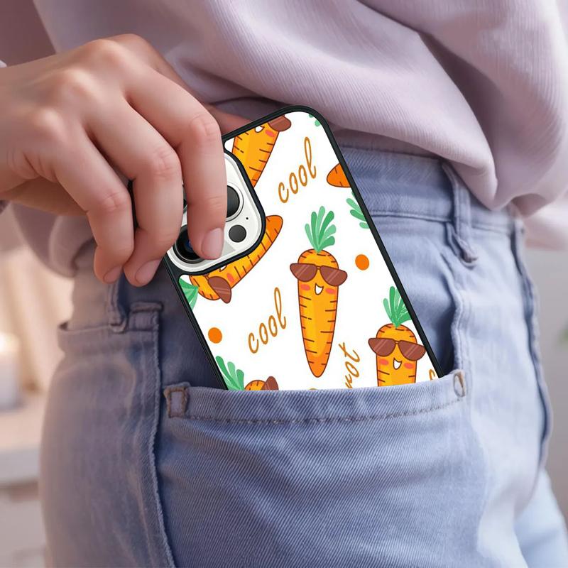 

Cute Cartoon Carrot Pattern Phone Case For iPhone 17 Air 15 16e 14 13 Pro Max Coque 12 11 Pro Max PLUS cover iPhone 15pro