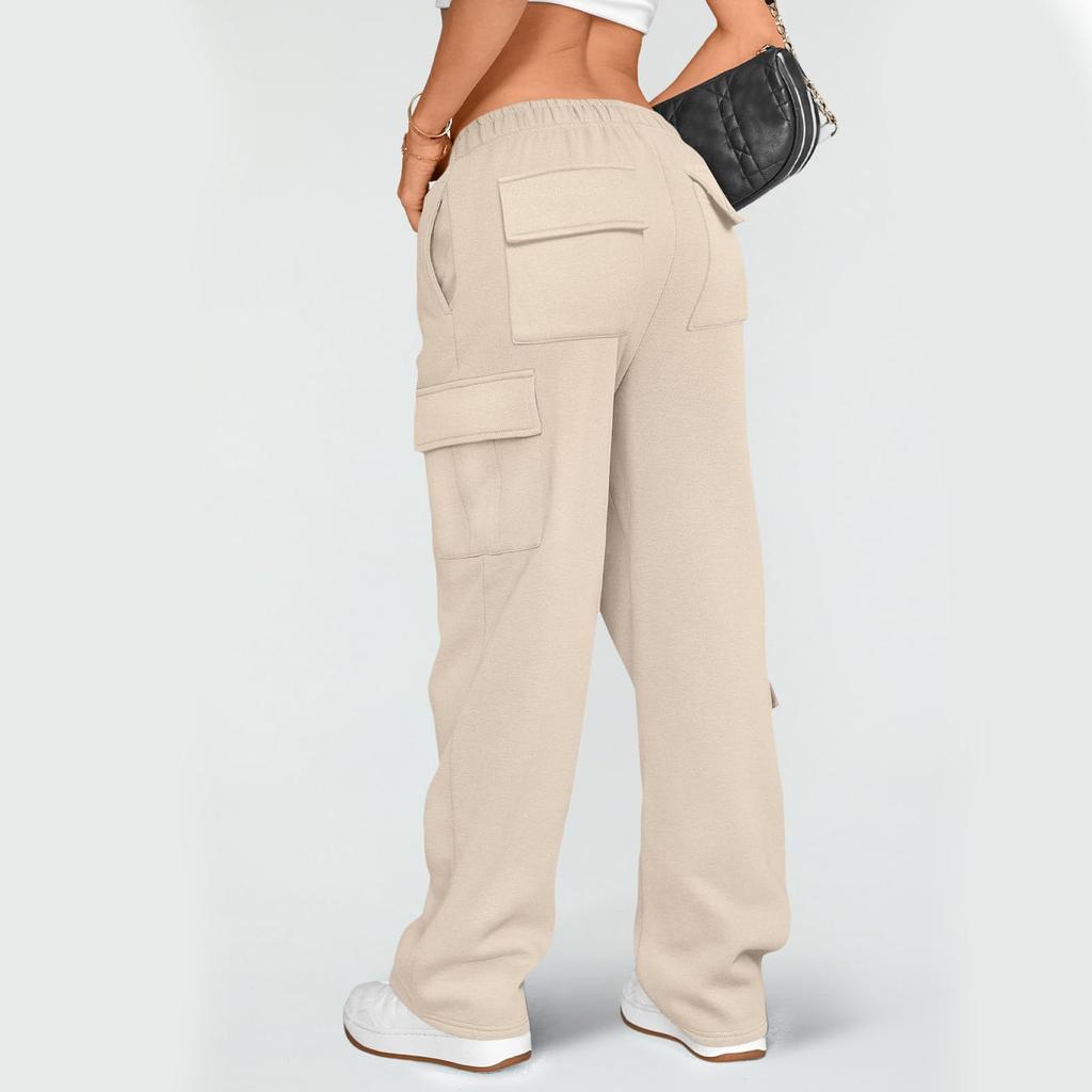 Womens Cargo Sweatpants Wide Leg  Pants Baggy Joggers With Pockets