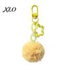 Plush Ball Bag Charm Keychain, Fluffy Pompom Pendant with Hollow Star, Backpack Star Chain Purse Decorative Accessories, Gift for Women Girls Colorful