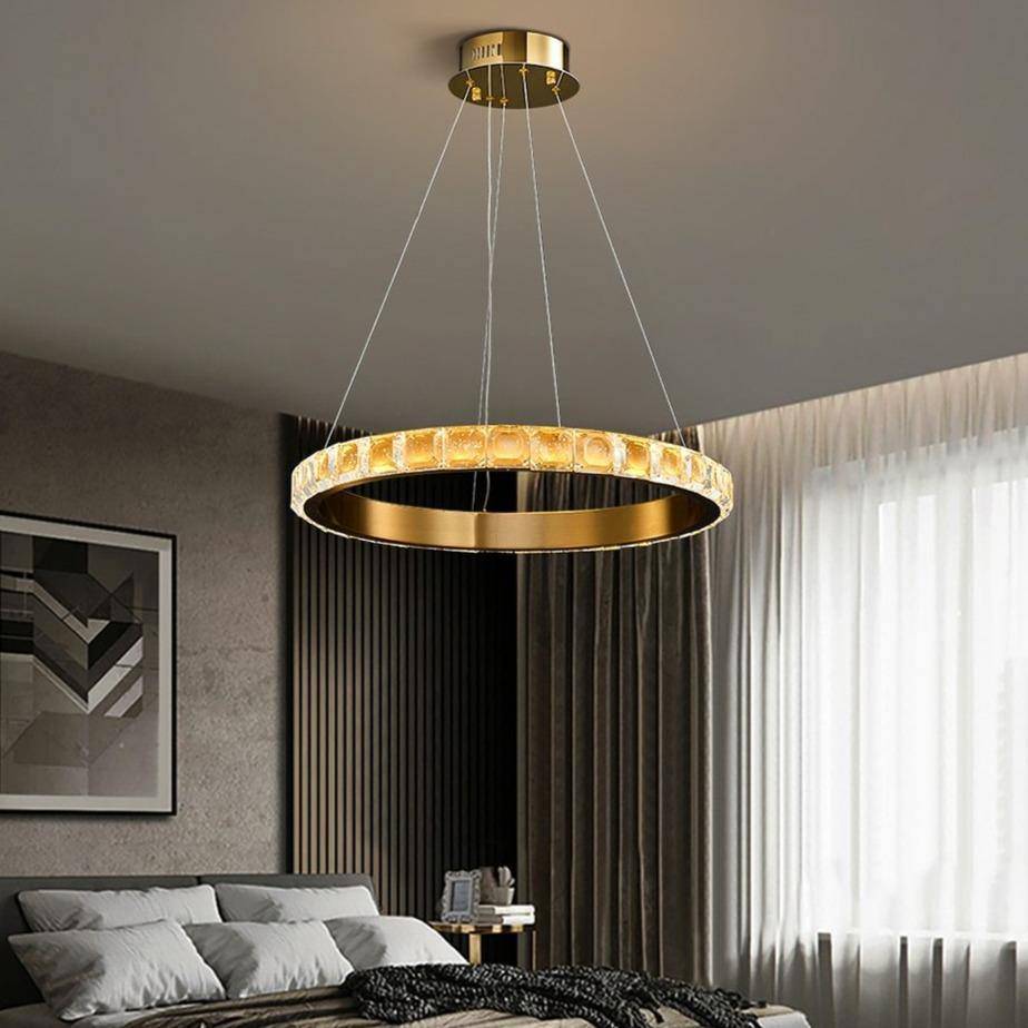 New Ring Crystal Chandelier Lamp Modern Minimalist Creative Luxury Bedroom Chandelier for Dining Room LED Crystal Pendant Lights