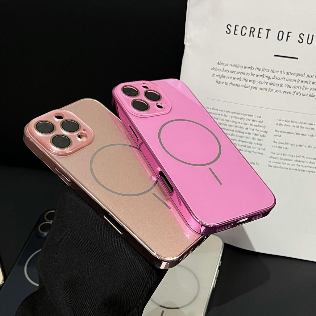 Minimalist Glass Lens Compatible with iPhone 16 Pro Max Apple 17 Phone Case 14/15 Electroplated Magnetic Slim Ring