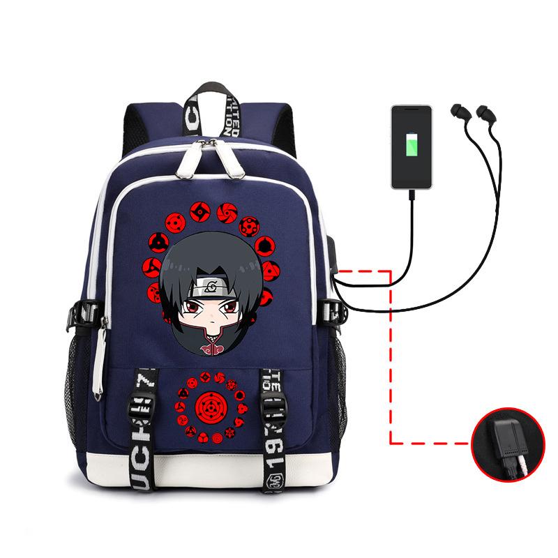 Anime Rucksack Mode Street Trend Herren Große Kapazität USB Kopfhörer Computertasche