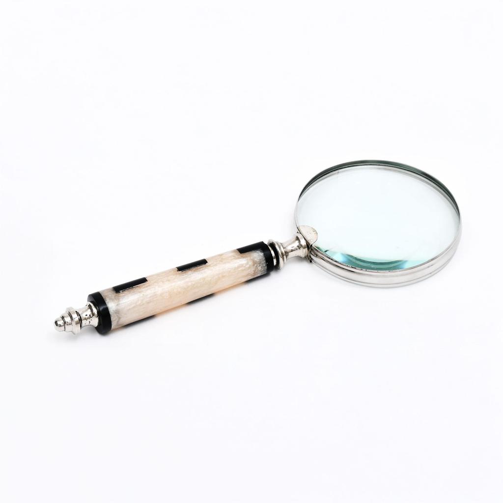 Black & White Resin Handle Magnifying Glass With Steel Frame