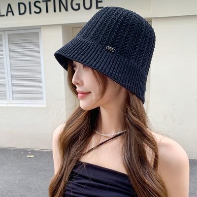 Spring Hat Women's Summer Outdoor Travel Sunscreen Sunshade Bucket Hat Knitted Face Small Bucket Hat