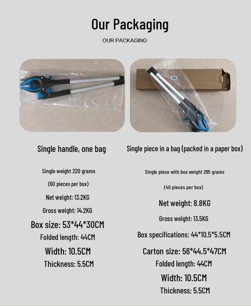 Collapsible Long-Handled Trash Picker Tongs - Household Sanitation Tool