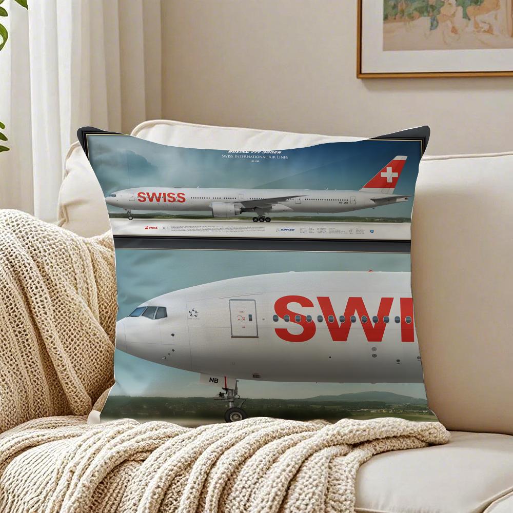 S-Swissair Pillow Aviation Brand Cushion Cushion Cover Pillowcase Anti-Dustmite Living Room Sofa Decor Cushion Room