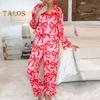 2-teiliges Set mit Schlafanzug für den Valentinstag, Revers mit Schleife und Knopfleiste, Langarmhemd, elastische Taille, Hose mit weitem Bein, Homewear, lässiges Outfit, Frühlingsnachtwäsche
