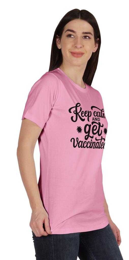 Inkmeso Keep Calm And Get Vaccinated Funny Pro Vaccine Crew Neck T-shirt For