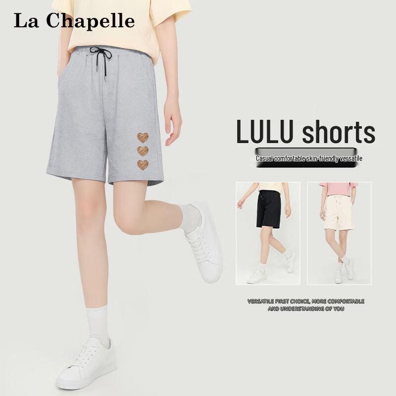 La Chapelle Women s Summer Heart Print Loose Bermuda Shorts L