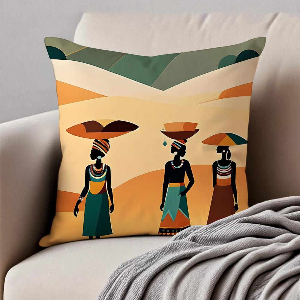 

pop Retro flat tribal pattern Cushion Cover Pillowcase Antidustmite Invisible Zipper Short Plush Sofa Cushion 30X30cm