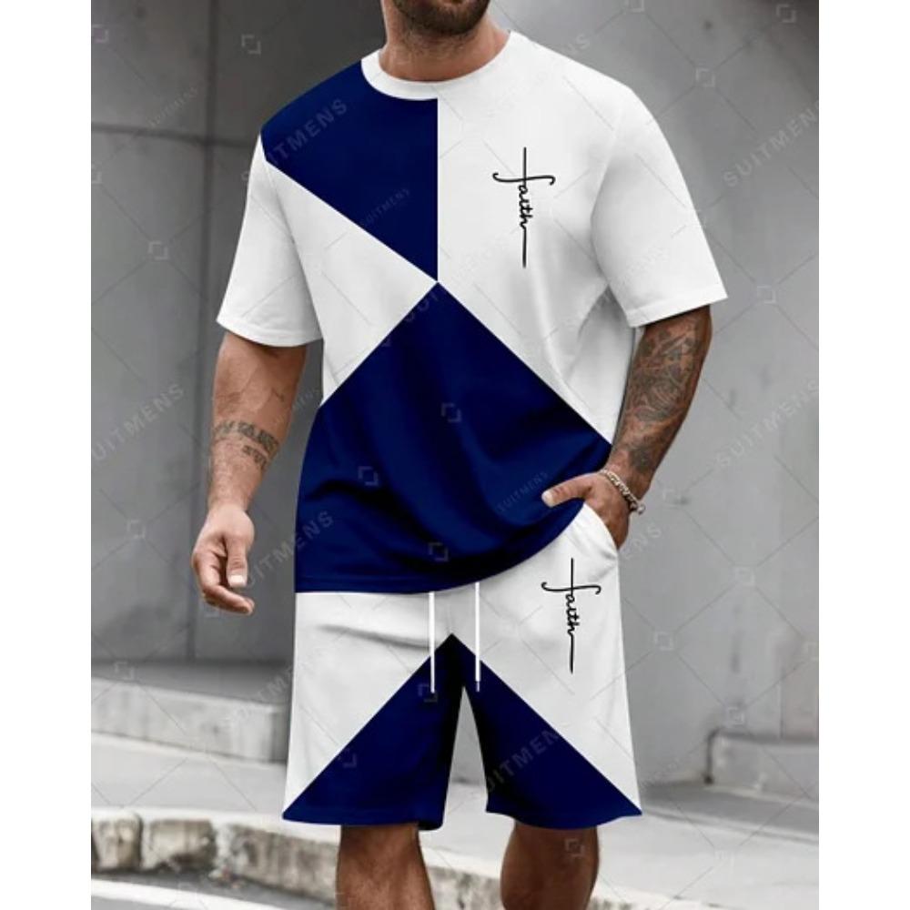 Summer Men's Sports Short Sleeve Shorts Set Casual Fashion Simple Trend Breathable Versatile