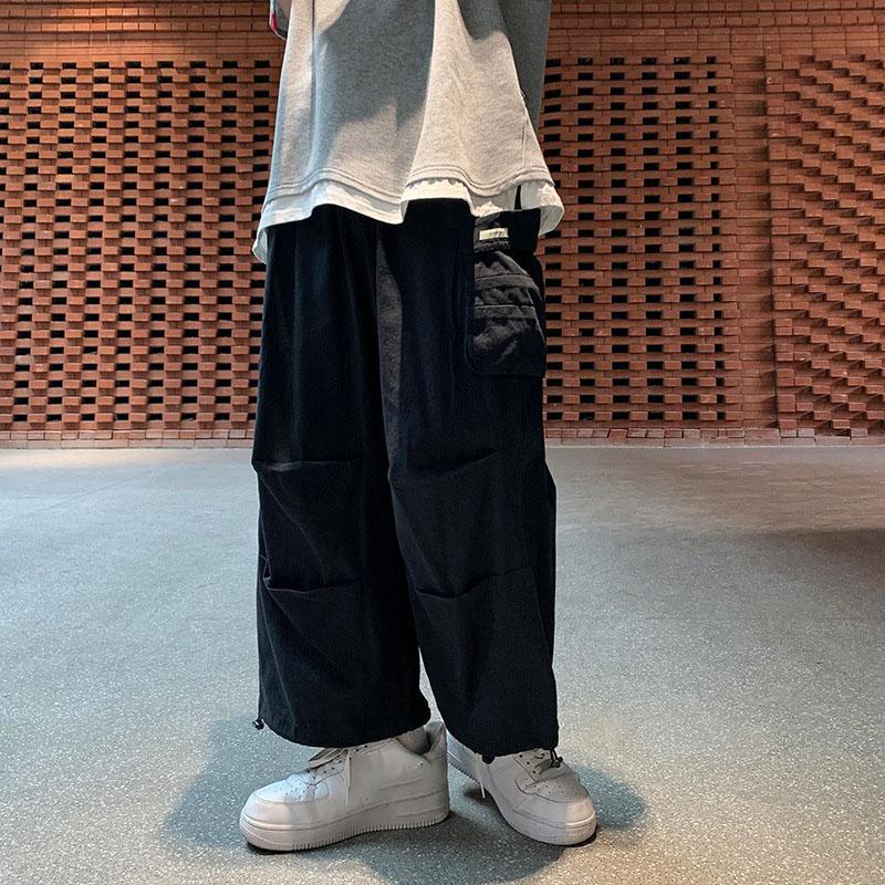 

Мужские зеленые функциональные брюки-карго свободного кроя, укороченные, модные брендовые повседневные брюки-клеш, универсальный стиль для мужчин XS чёрный