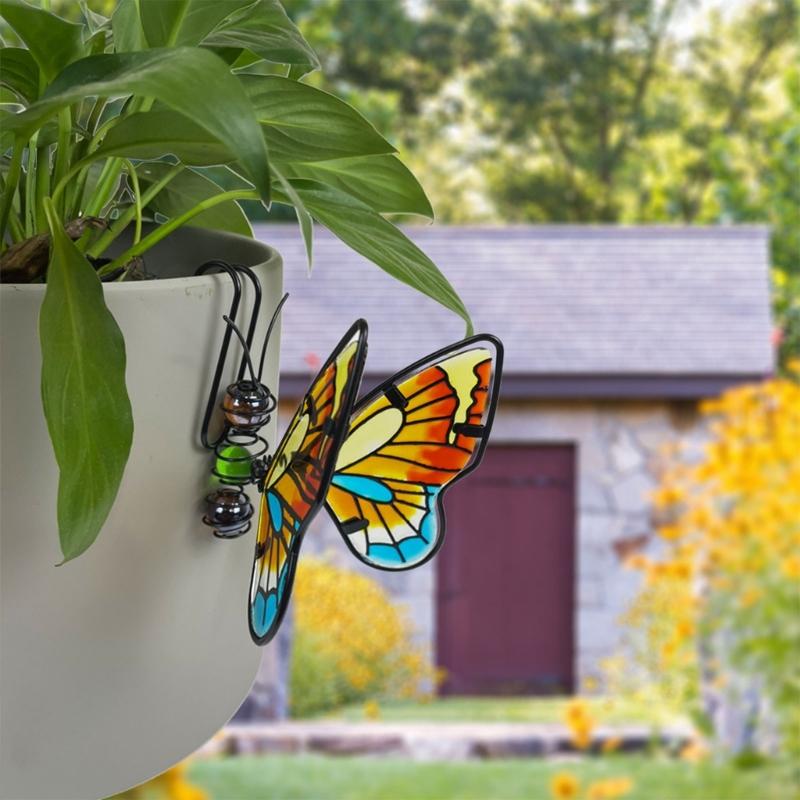 Butterflies Wall Hanging Planter Decors Metal Wall Mounted Planter Garden Yard Decorative Flower Pots Indoor Outdoor
