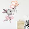 Cute Cartoon Bunny Ballerina with Balloon Wall Stickers, Self-Adhesive Decor for Kids Room Decoration