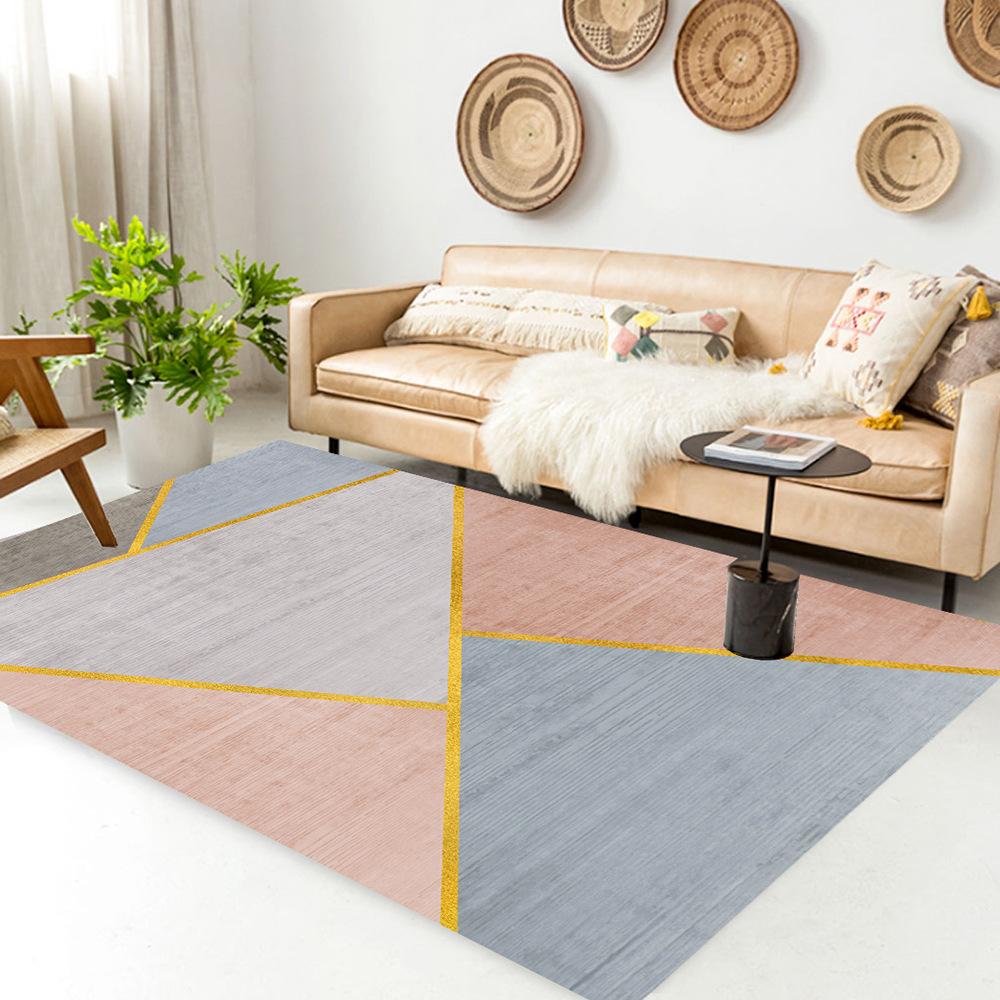 Nordic Style Carpet Minimalist Geometric Pattern Decorative Living Room Rug Water-Absorbent Non-Slip Home Decoration Mat