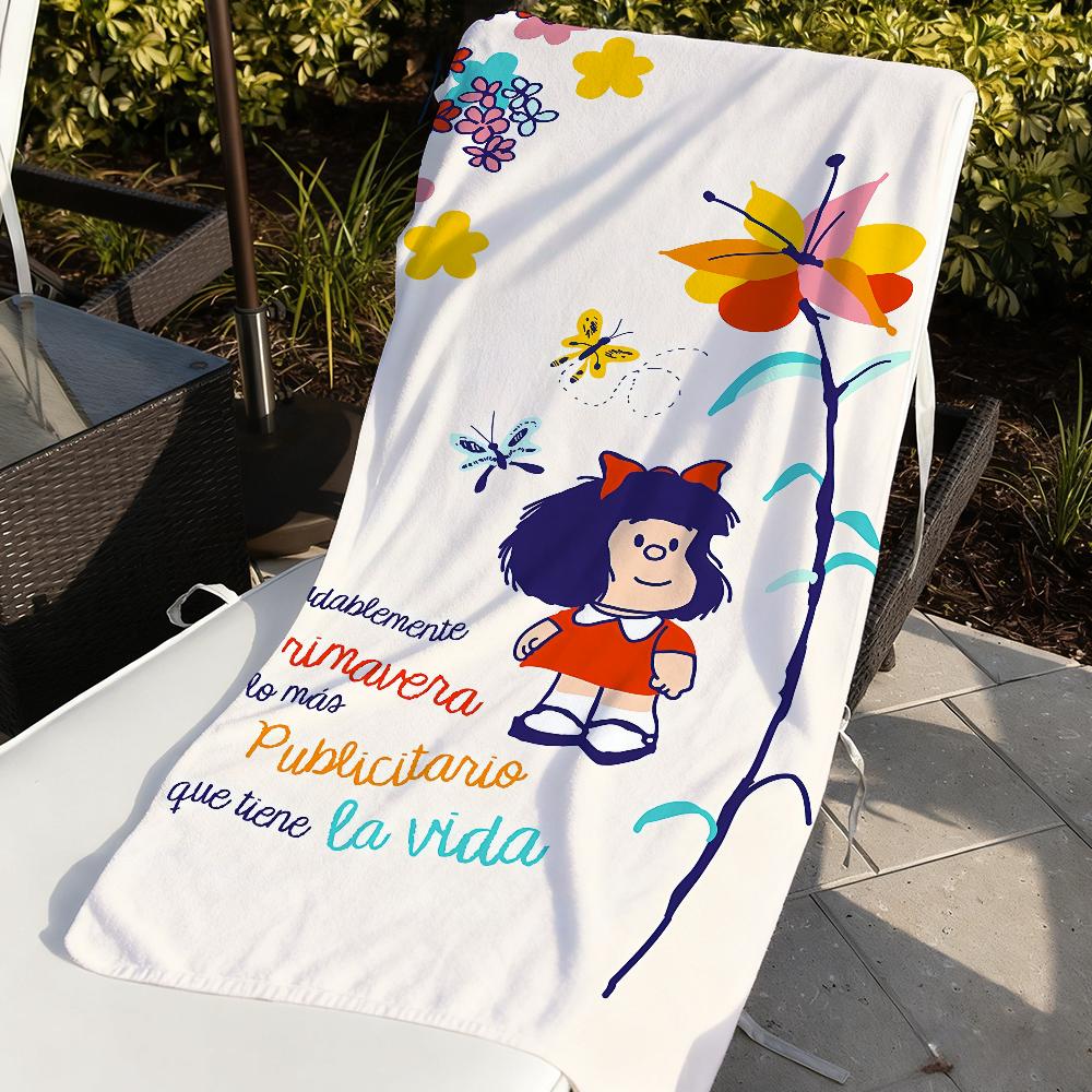 Serviette Mafalda Mignonne Dessin Animé Douce Cadeau Piscine Pour Voyage Salle de Sport Douche Camping Séchage Rapide Sportive Grandes Serviettes de Plage