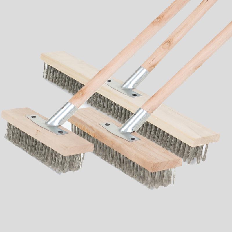 Stainless Steel Long Handle Outdoor Floor Scrub Brush with Stiff Bristles