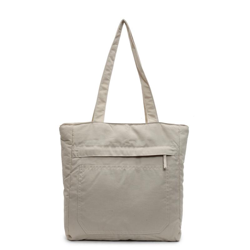 

Solid color versatile casual shoulder bag large capacity simple texture tote bag fashionable commuter literary tote bag One size бежевый