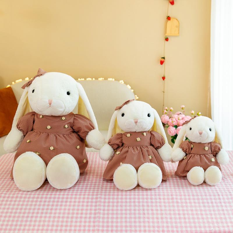 Cartoon Coffee Rabbit Plush Toy Doll 8 Inch Gauze Skirt Rabbit Doll Gift for Girlfriend On Chinese Valentine's Day