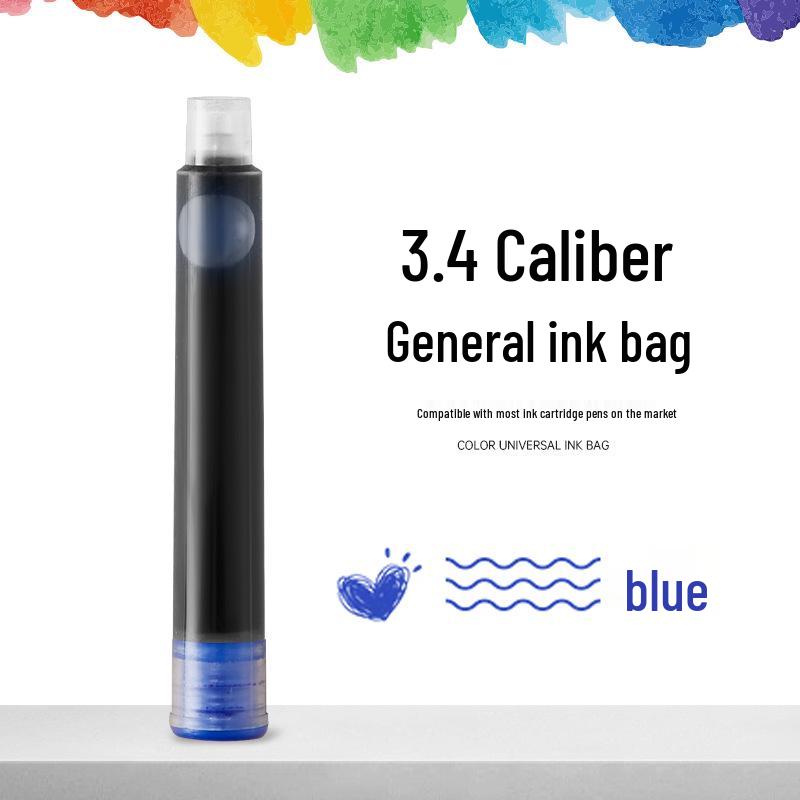 12 Color Universal Fountain Pen Ink Cartridges, Non-Carbon, 3.4 Caliber, Replaceable for Students