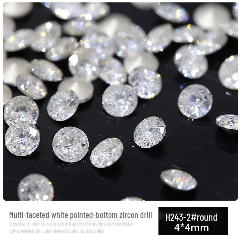 Multifaceted White Zircon Nail Ornaments - Super Shiny Marquise & Square Irregular Decorations