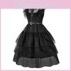 Wednesday Addams Kids Cosplay Costume With Chiffon Dress For Halloween Parties