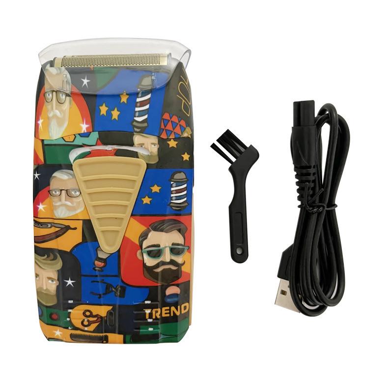 Retro Graffiti Double Net Electric Bald Head Shaver for Men LK-2207