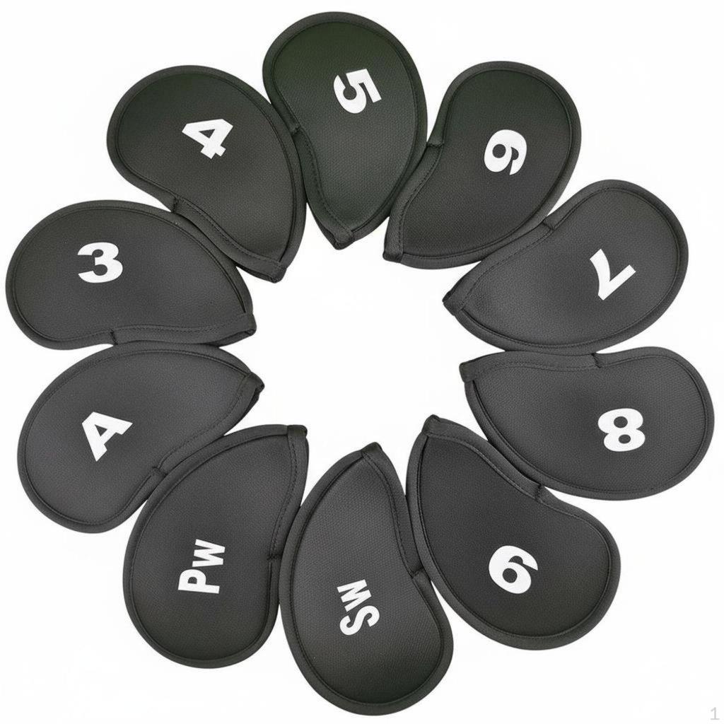 10 Pieces 10Unit Golf Headcover Set Thick Padding Iron Scratch Protection Red