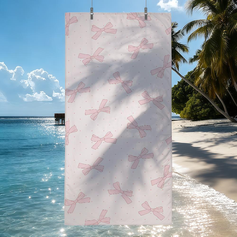 Floral Bow Flower pink Towel Quick Drying Beach Towels Are Suitable For Swimming Pools Camping Yoga And The Gym