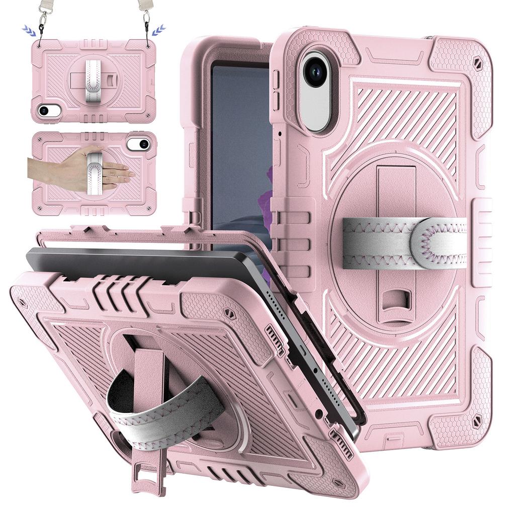 360 Rotating Stand Armor Case for Xiaomi Redmi Pad 2 2025 11 Inch Model 25040RP0AG Hybrid Cover with Shoulder Strap Silicone+PC