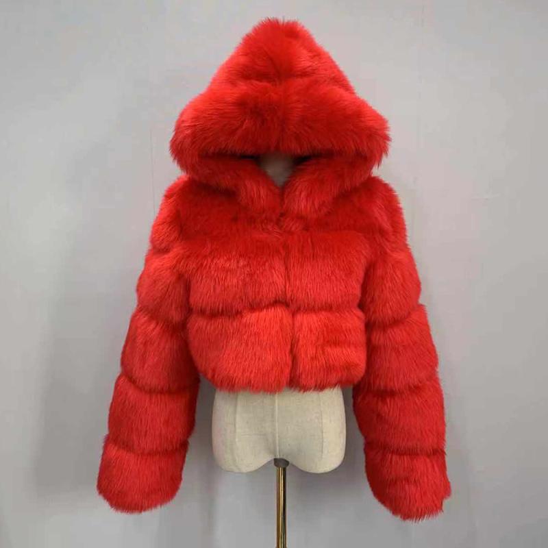 GOBIWM Damen Kunstpelz Mantel - Warme Winterjacke Mit Kapuze