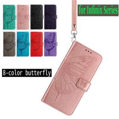 8-Color Butterfly-Patterned PU Leather Phone Wallet Case for Infinix Series.Hot8,Hot10,Hot20,Hot30,Hot40,Hot50,Note 12,Note 30,Note 40,Smart 4...