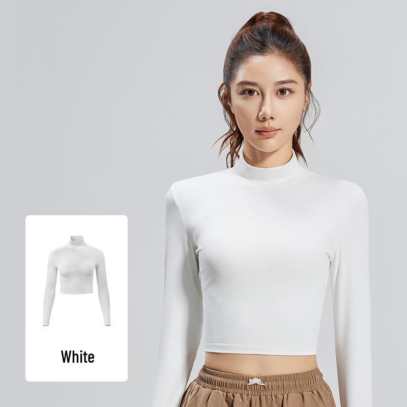 

Осенняя приталенная полосатая футболка с длинным рукавом и воротником-стойкой для велоспорта, бега и йоги Large