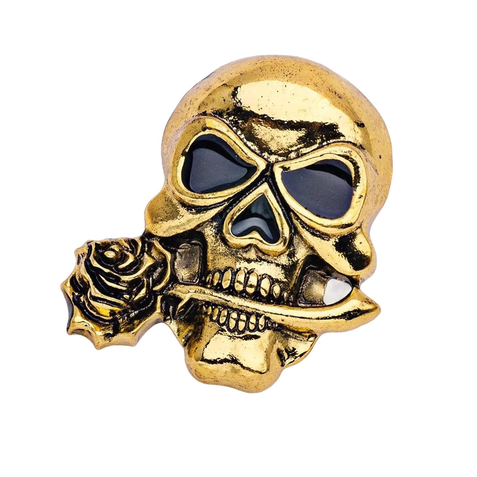 

Уникальная готическая брошь-череп с розой для мужчин, бунтарский сплав, лацканный значок для костюмов, пиджаков и повседневной одежды золотой