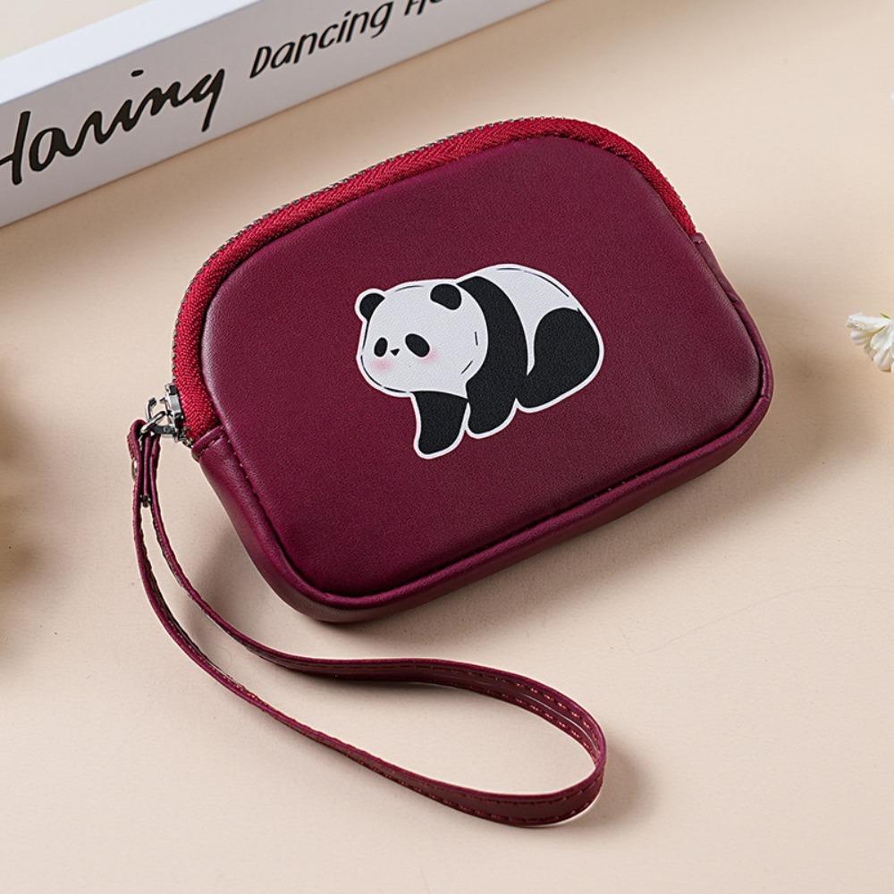 

New Cartoon Panda Coin Purse PU Leather Portable Mini Change Wallet Small Wallet вина червоного кольору