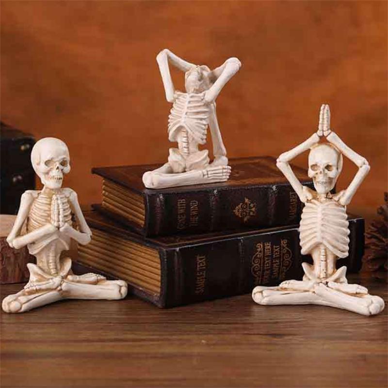 Geisha Halloween Skull Yoga Mini Ornament European Style Resin Craft Decoration