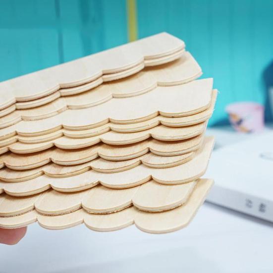 12Pcs 1/12 Doll House Wooden Roof Tiles DIY Miniature Room Painting Accessory