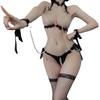 Sexy lingerie three-point tits open crotch uniform seduction pearl chain lace-up halter game bondage