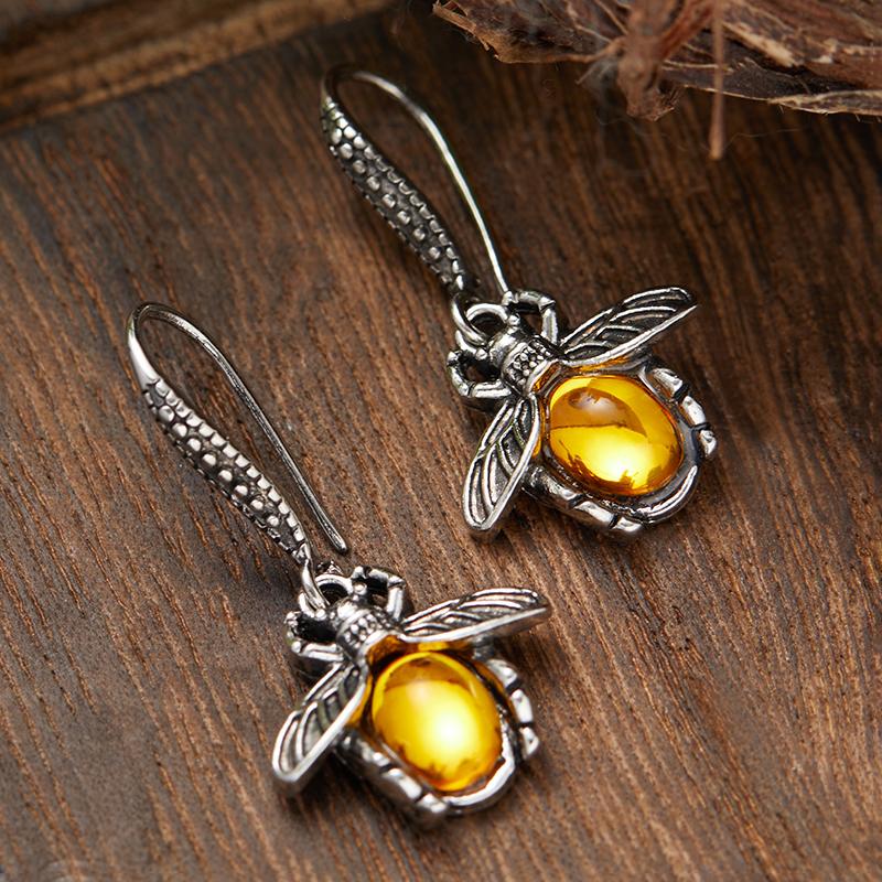 Vintage Exquisite Bohemian Firefly Style Pendant Earrings Women's Fashion Personalized Creative Zircon Gift Accessories