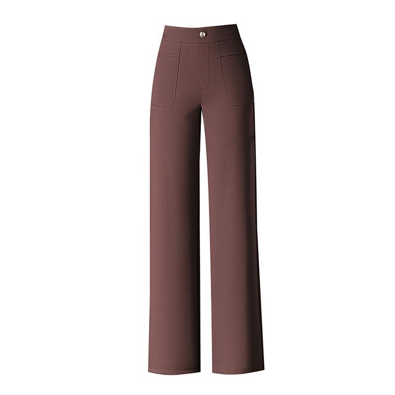 Drapey High-Waisted Wide-Leg Suit Pants for Women: Plus Size, Slimming, Perfect for Spring/Autumn, Ideal for Middle-Aged Mothers