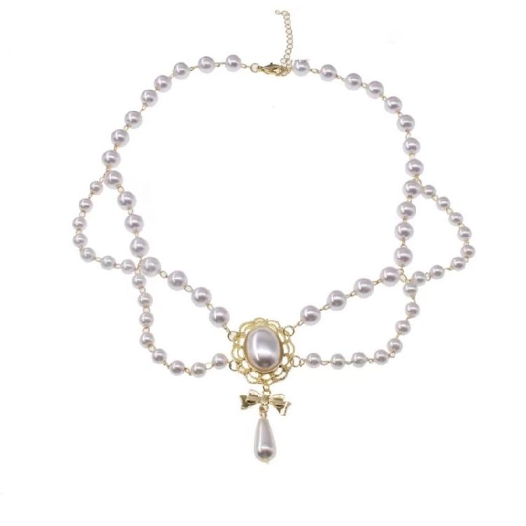 Романтичный Двухрядный Чокер из Имитации Жемчуга Французский Винтажный Дизайн Аксессуар для Ужина Женская Мода 1